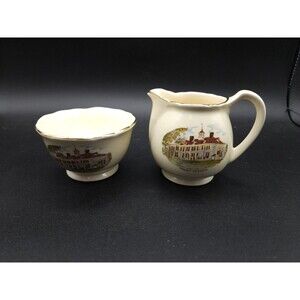 Vintage Crown Devon Stafforshire England Mount Vernon Cream & Sugar